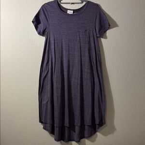LuLaRoe Carly Purple High Low Dress with Raglan Sleeves